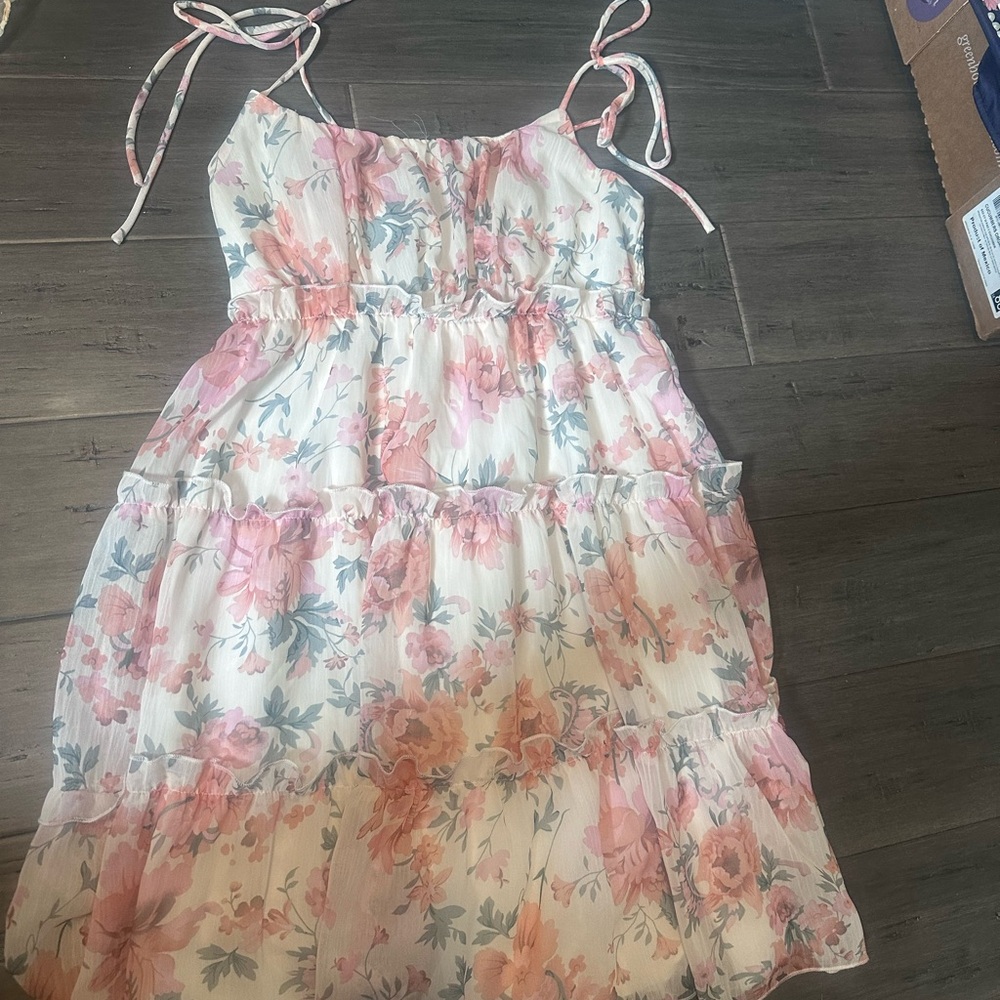 Amazon Pink and Orange Sleeveless Sundress Mini